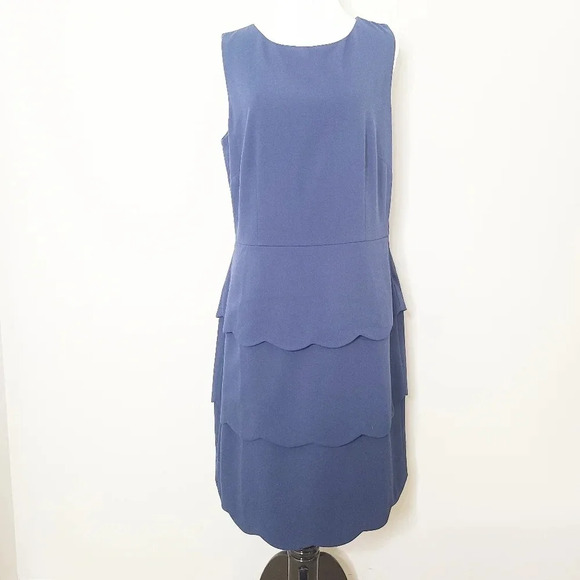 Garnet Hill Navy Blue Tiered Dress 8 - Picture 1 of 6